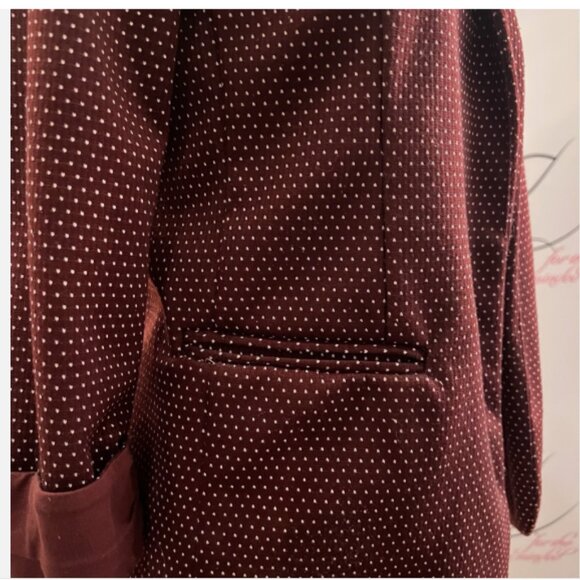 Skies Are Blue. Size Small. Burgundy Knit Jacket. Open Front. Polka Dot. B129 - Picture 4 of 7